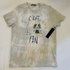 Prince Peter Collection Tie Dye Graphic C'est La Fin Distressed T-Shirt SZ L NWT